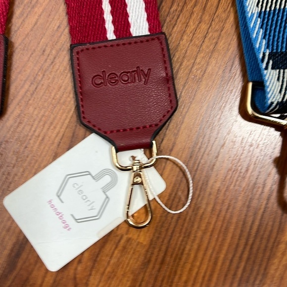 Purse Strap Bundle Maroon Stripe & Blue Plaid NWT - Picture 2 of 11